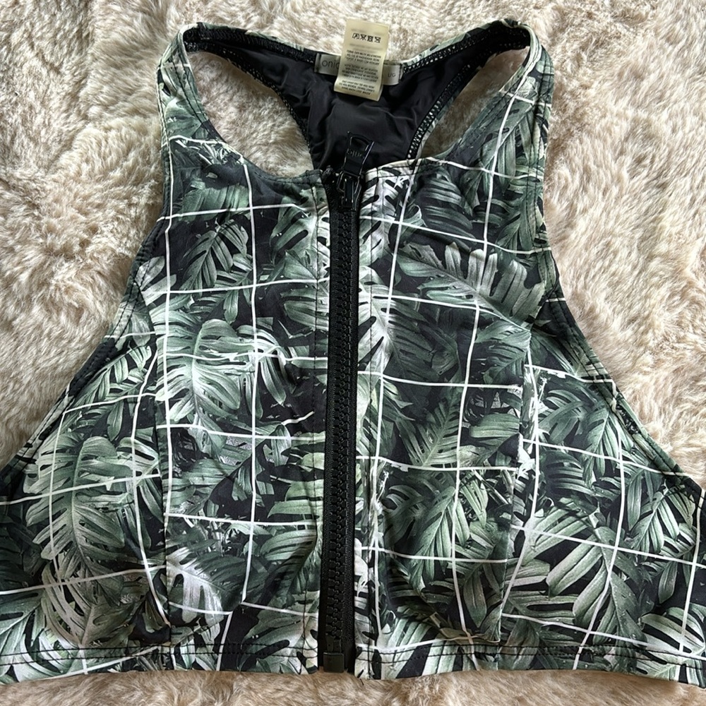 Onia zip up tropical print bikini top, size large - Picture 4 of 7